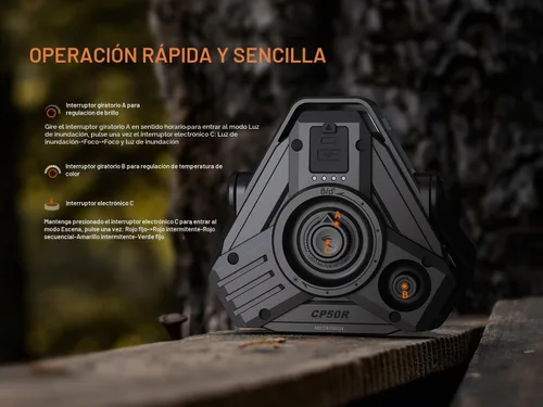 Vista 5 de CP50R - Linterna recargable de 5500 lúmenes, proyector y reflector de 5500 lúmenes, LED multicolor, temperatura de color ajustable, haz de 492