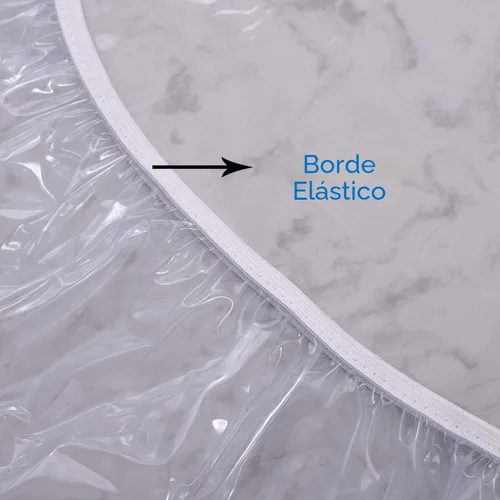 Vista 5 de Walrus Mantel redondo de vinilo transparente ajustado impermeable de alta resistencia con borde elástico, protector de mesa de plástico con diseño