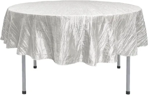 Vista 50 de YOUR CHAIR COVERS - Mantel redondo de 90 pulgadas con arrugas color rubor de tafetán – Elegante mantel brillante para bodas, fiestas y eventos