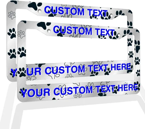 Vista 11 de Marcos de Matrícula con Cualquier Texto - Marco de Placa con Tu Mensaje Personalizado, Marco de Matrícula Personalizado con Nombre, Monograma, Logo