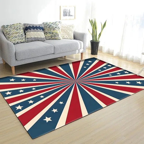 Vista 11 de Alfombra moderna y contemporánea con bandera estadounidense para interiores, 3 x 4 pies, alfombra antideslizante con temática de camuflaje verde