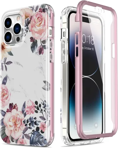 Vista 45 de Esdot Funda para iPhone 14 con Protector de Pantalla Integrado, Funda Resistente de Grado Militar con Diseños de Moda para Mujeres y Niñas, Funda