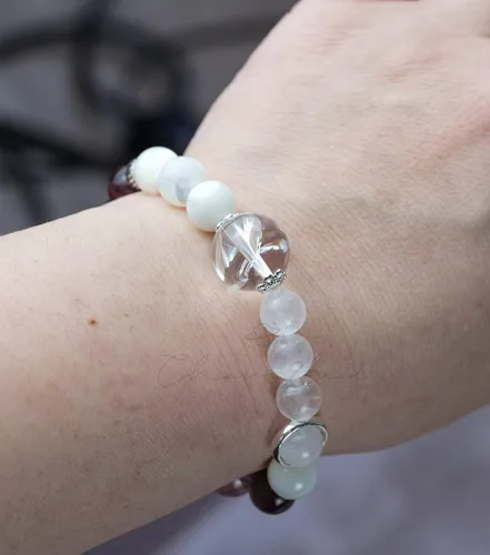 Vista 213 de Precious Gemstone Natural Crystal Healing Bracelet, Rutilated Quartz, Moonstone, Quartz Handmade Original Design Bracelet