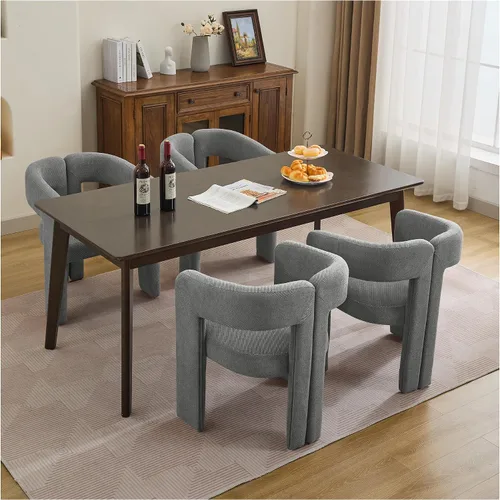 Vista 23 de adochr Modernas sillas de comedor de barril, silla de comedor tapizada de lino con patas de madera, sillas decorativas con brazos, cómodos sillones