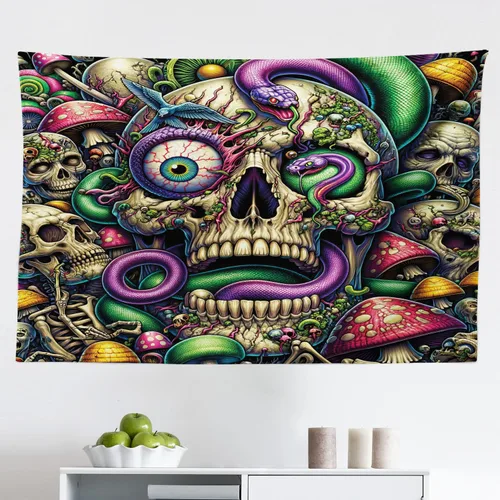 Vista 19 de Ambesonne colección de decoración del hogar, tapices de pared para recámara, sala de estar, recámara, multicolor 2-Verde oscuro Arena Marrón