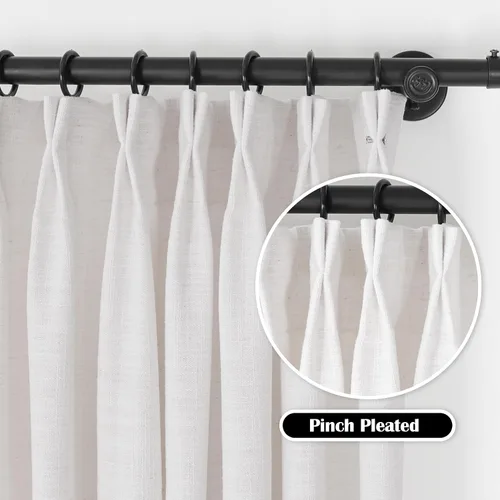 Vista 6 de LUSTROWIN Cortina de lino personalizada plisada para oscurecer la habitación, cortinas opacas para sala de estar, dormitorio, comedor, ventana #01
