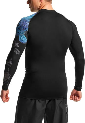 Vista 2 de ATHLIO Camiseta de natación de manga larga con protección UPF 50+ para hombre, camiseta de natación UVSPF, ajuste seco, para agua, playa, surf