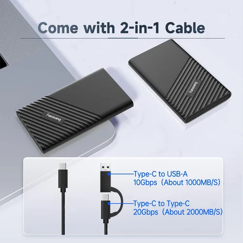 Vista 4 de fanxiang SSD externo portátil de 500 GB, hasta 2000 MB/s, unidad externa de estado sólido USB C, disco duro externo, USB 3.2 Gen2*2 Type-C SSD