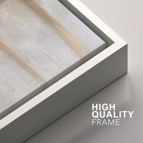 Vista 196 de SIGNFORD - Set de obras de arte en lienzo enmarcado para pared, ilustraciones abstractas de neblina del desierto en tonos neutros beige y marrón