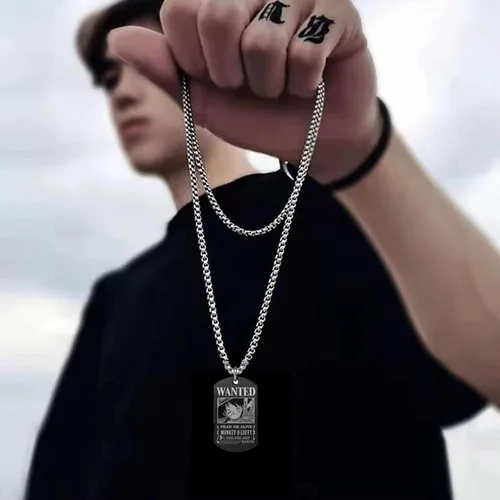 Vista 8 de Anime One Piece Wanted Poster Pendant Necklace Stainless Steel Chain Manga Necklaces Dog Tag Jewelry for Men Boyfriends Christmas Gifts