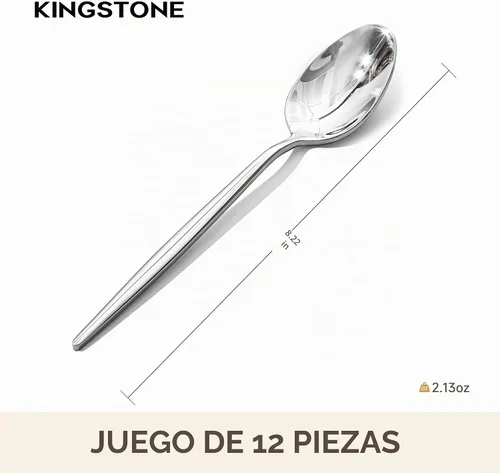 Vista 9 de KINGSTONE Juego de cucharas de cena de 12 piezas, 8.2 pulgadas de acero