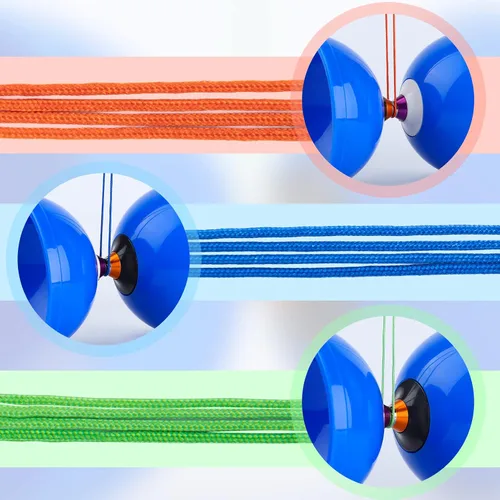 Vista 5 de MAGICYOYO Paquete de 12 cuerdas Diabolo, cuerda de Diábolo Pro de 60 pulgadas para yoyos chinos, azul, verde, naranja