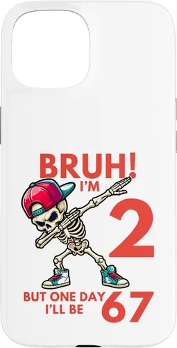 Vista 6 de Bruh I'm 2 But One-Day I'll Be 67 Retro 2nd Birthday Kids Case for iPhone XR
