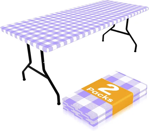 Vista 30 de Smiry Mantel de Mesa de Picnic Paquete de 2, Manteles Ajustables Elásticos Impermeables para Mesas Rectangulares de 18 x 72 pulgadas, Mantel