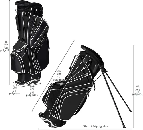Vista 5 de Bolsa de golf Tangkula con 6 divisores superiores, bolsa de golf ligera con doble correa ajustable y 8 bolsillos, capucha impermeable para lluvia