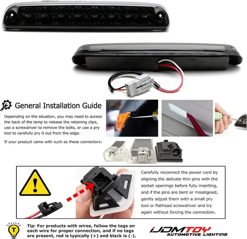 Vista 6 de iJDMTOY Lente ahumada Full LED de montaje alto, tercera luz de freno/freno compatible con Ford F-250 F-350 Super Duty 1999-2016 y Mazda Serie B