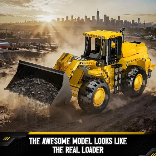 Vista 2 de Mould King 17084 - Juego de bloques de construcción para cargadora de ruedas, juguete de vehículo de ingeniería para construir, modelo de excavadora