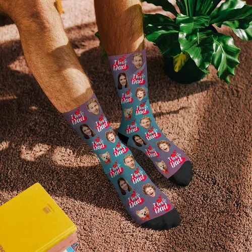 Vista 5 de Artsadd Calcetines personalizados divertidos calcetines personalizados con imagen, calcetines personalizados para hombres, papá, día del padre