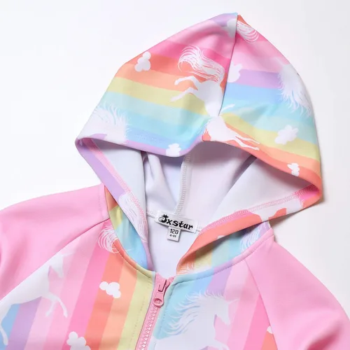 Vista 3 de Jxstar Sudadera raglán con capucha y cremallera para niñas con bolsillos