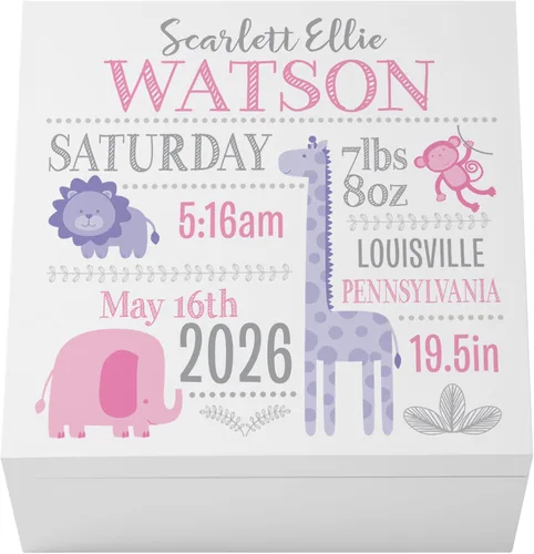 Vista 17 de Let's Make Memories Caja de recuerdos personalizada para recién nacido, almacenamiento de recuerdos, caja de recuerdos, decoración de guardería, 6