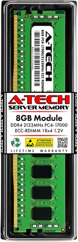 Vista 32 de A-Tech 4GB DDR4 2133MHz PC4-17000 ECC RDIMM 1Rx8 Single Rank 1.2V ECC Registered DIMM de 288 pines Módulo de actualización de memoria RAM