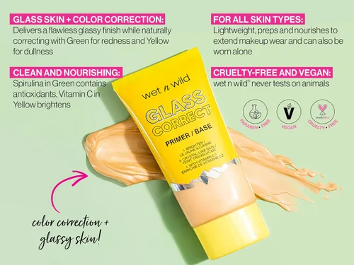 Vista 3 de wet n wild Prime Focus Glass Skin Correct Primer, acabado de cristal brillante, amarillo