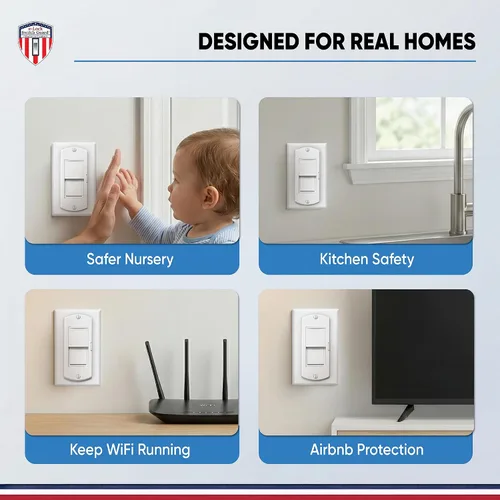 Vista 6 de eLock - Protector de interruptor para interruptores decorativos/basculantes, bloqueo de interruptor de luz a prueba de niños con botón