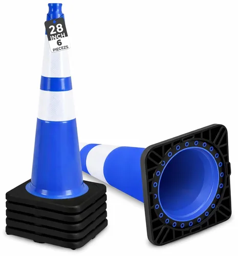 Vista 13 de BESEA Paquete de 4 conos de tráfico azules de 12 pulgadas con collar reflectante de 4 pulgadas, conos de seguridad de PVC resistentes con base