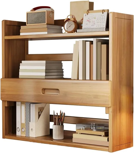 Vista 9 de JHDXL Organizador de escritorio para la parte superior del escritorio, gabinete de escritorio con deflector, estante de almacenamiento de escritorio