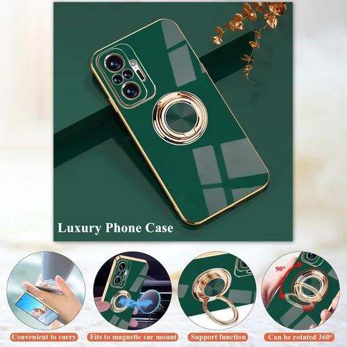 Vista 5 de Compatible con Xiaomi Redmi Note 10 Pro Case Ring Holder Magnet Silicone, Xiaomi Redmi Note 10 Pro Funda de silicona delgada blanca cubierta negra