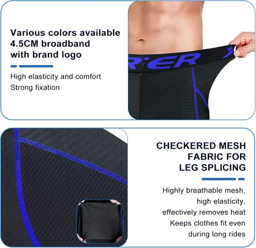 Vista 4 de X-TIGER Pantalones cortos de ciclismo para hombre con bolsillo trasero, pantalones cortos de ciclismo acolchados de gel 5D para hombre, medias