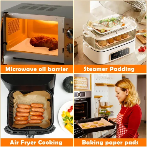 Vista 7 de YQL 150 forros desechables para freidora de aire de 9 x 11 pulgadas, papel pergamino rectangular sin blanquear para freidora de aire Cuisinart