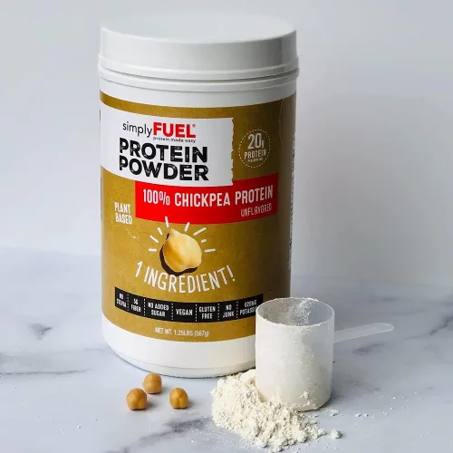 Vista 2 de simplyFUEL Proteína de garbanzos en polvo, orgánica y a base de plantas, 0.71 oz de proteína, alta fibra, sin azúcar, sin stevia, 1.25 libras
