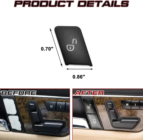 Vista 2 de x xotic tech 4 piezas de interruptor de desbloqueo de cerradura de puerta lateral negra marco marco ajuste compatible con Mercedes Benz B C E Clase