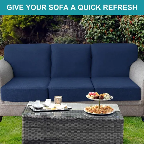 Vista 7 de LiveGo Funda de cojín para sofá de patio, impermeable, de repuesto, para muebles de patio, fundas de asiento de silla, protector suave y flexible