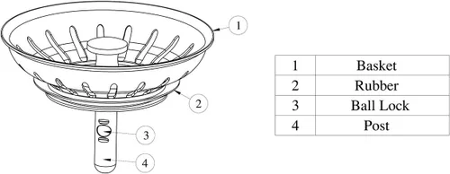 Vista 5 de KANARY Colador de repuesto para fregadero de cocina para desagües estándar (3-1/2 pulgadas), cuerpo de acero inoxidable con tapón de goma