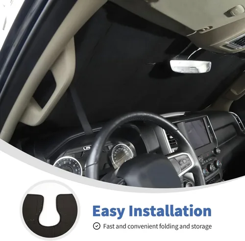Vista 4 de Linskip Parasol de parabrisas personalizado para RAM 1500 2018-2023, accesorios interiores para parasol, visera exterior reflectante