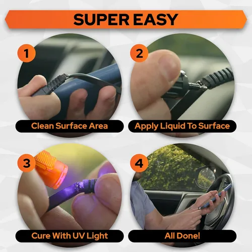 Vista 6 de Bondic Soldador de plástico líquido UV LED, se seca rápidamente, herramienta de reparación adhesiva para gafas y lentes de sol, kit completo