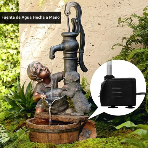 Vista 6 de PULACO Bomba de fuente pequeña de 160 GPH, bomba de agua sumergible ultra silenciosa (600 l/h, 10 vatios) con tubo de 3.3 pies para acuarios, fuente