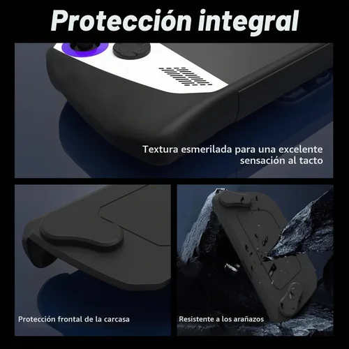 Vista 3 de Funda Protectora Ultradelgada de TPU Mejorada con Tapa Frontal Compatible con ASUS ROG Ally, Diseño Anti-Golpes, Antideslizante y Antiarañazos Negro