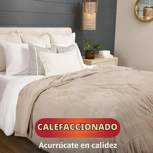 Vista 2 de Manta eléctrica térmica Sunbeam Royal Luxe de microfelpa, 12 ajustes de calor, apagado automático seleccionable de 12 horas, calentamiento rápido