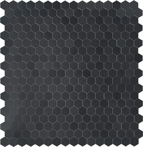 Vista 15 de Protector contra salpicaduras de acero inoxidable hexagonal despegar y pegar, azulejos de pared autoadhesivos de aluminio despegar y pegar