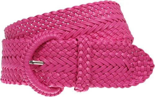 Vista 2 de Beltiscool Cinturón redondo trenzado metálico suave hecho a mano de 2 pulgadas de ancho Rosa fuerte