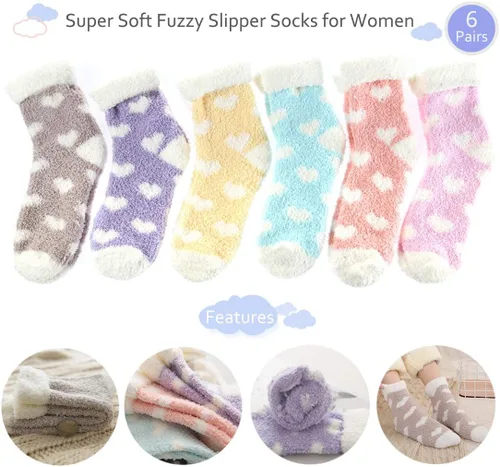 Vista 7 de Plush Slipper Socks Women - Colorful Warm Fuzzy