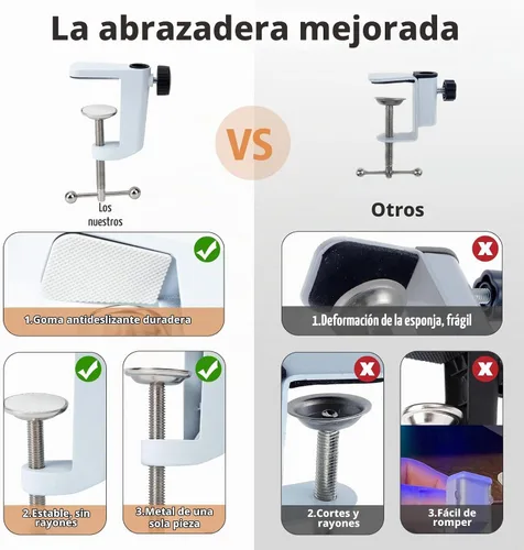 Vista 4 de SUNMON Brazo de Boom Blanco para Fifine AM8 - Brazo de Micrófono Compatible con Micrófono Fifine, Clip Adaptador de Tornillo de 3/8" a 5/8