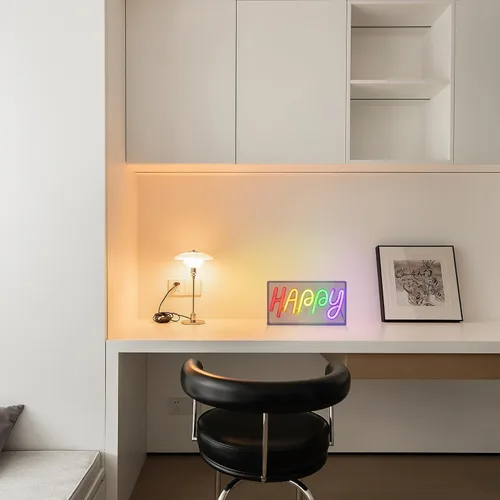 Vista 6 de Letreros de Neón Felices, Luz de Letrero de Neón de Pie Decoración LED Alimentada por USB Acrílico Hecho a Mano Letrero Publicitario Luz Nocturna