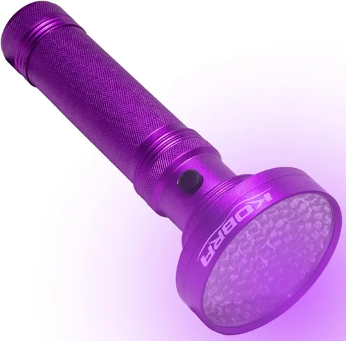 Vista 13 de Linterna de luz negra UV Kobra - 100 LED Luz UV portátil y luz negra para detección de orina de mascotas - Inspección de chinches, fugas y dinero