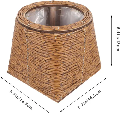 Vista 5 de OSALADI Cesta tejida de ratán para plantas, cesta de almacenamiento decorativa duradera hecha a mano