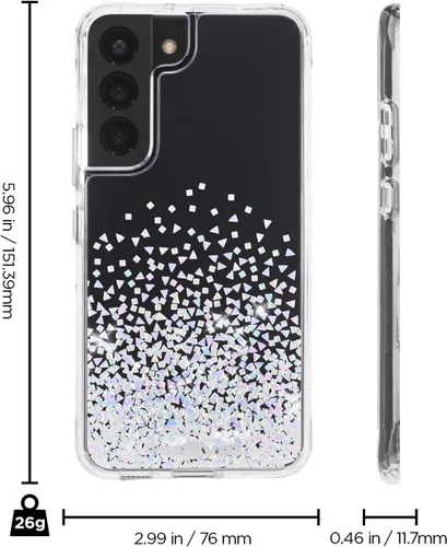 Vista 3 de Case-Mate - Twinkle Ombre - Funda para Samsung Galaxy S22 - Elementos de lámina reflectante - Protección contra caídas de 10 pies - 6.1 pulgadas