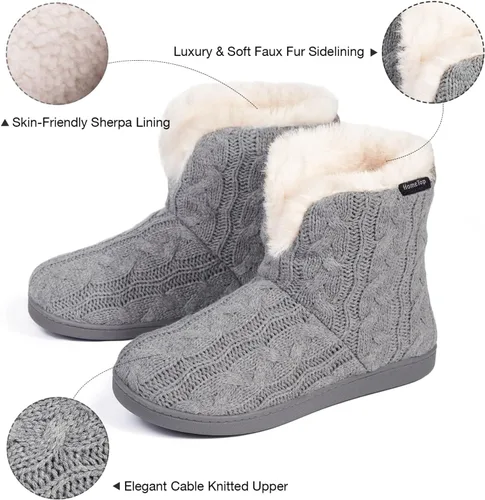 Vista 5 de HomeTop Women's Fuzzy Memory Foam Boot Slippers with Indoor Outdoor Rubber Sole